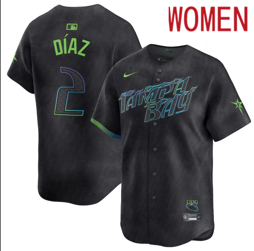 Women Tampa Bay Rays 2 Yandy Diaz Nike MLB Limited City Connect Black 2024 Jersey